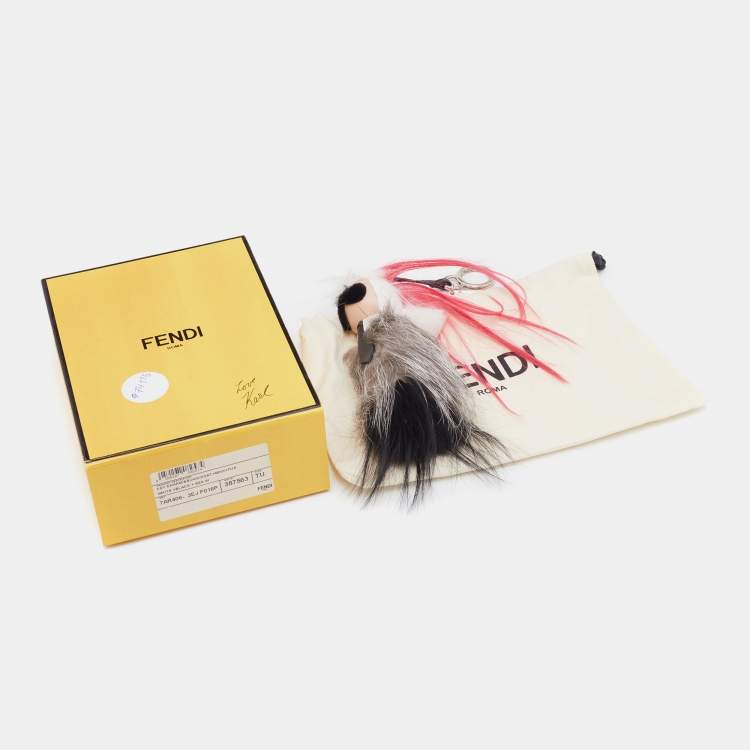 Pre Owned Fendi Multicolor Fox & Mink Fur Karlito Bag Charm