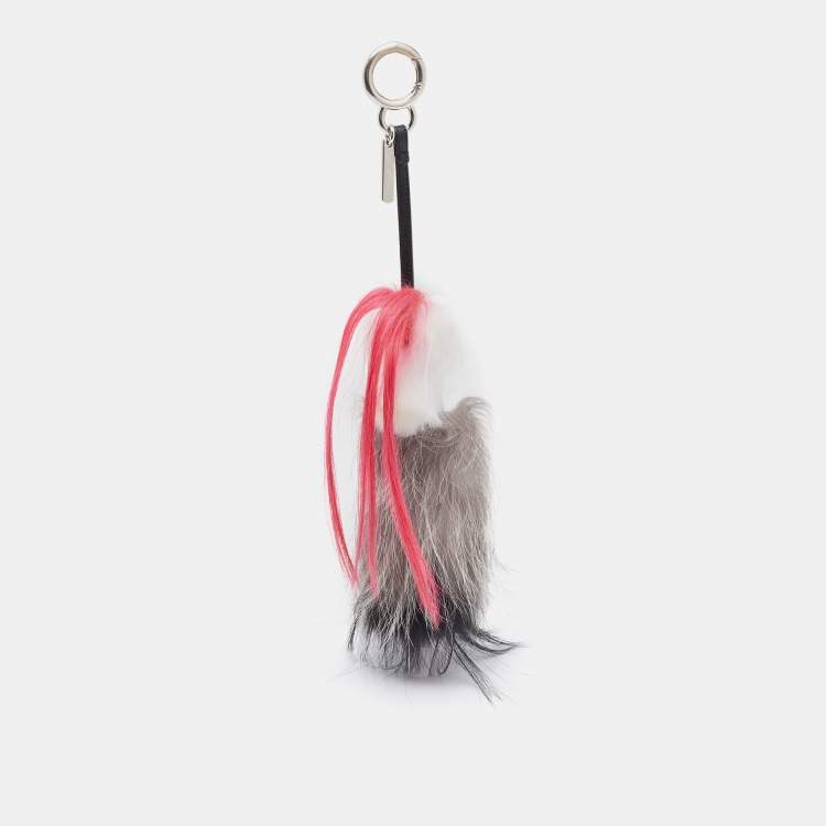 Pre Owned Fendi Multicolor Fox & Mink Fur Karlito Bag Charm