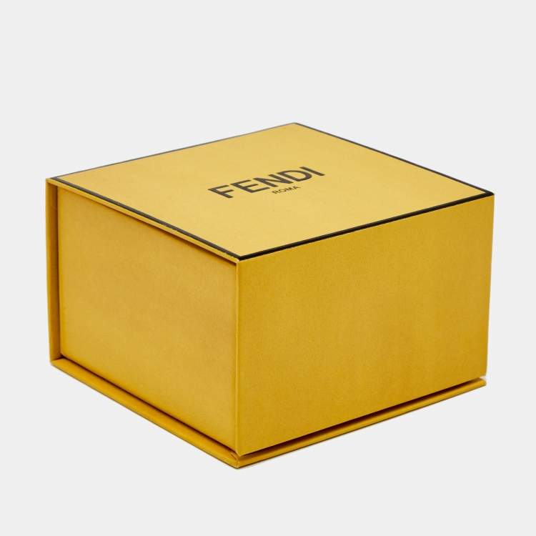 Pre Owned Fendi 'F is Fendi' Enamel Gold Tone Bracelet M
