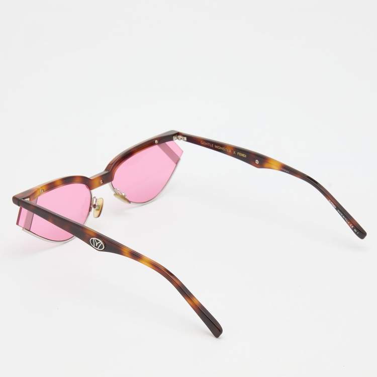 Pre Owned Fendi x Gentle Monster Brown Havana/Pink FF0369 No.1 Cat Eye Sunglasses