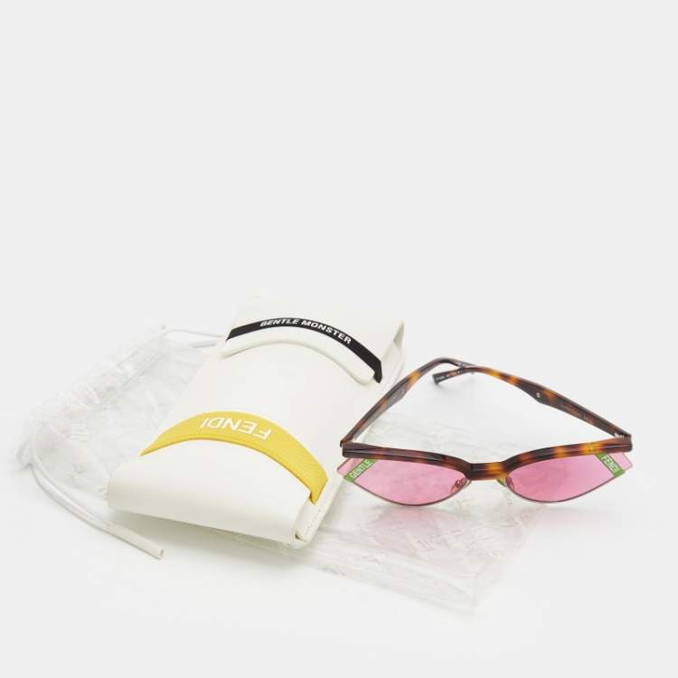 Pre Owned Fendi x Gentle Monster Brown Havana/Pink FF0369 No.1 Cat Eye Sunglasses