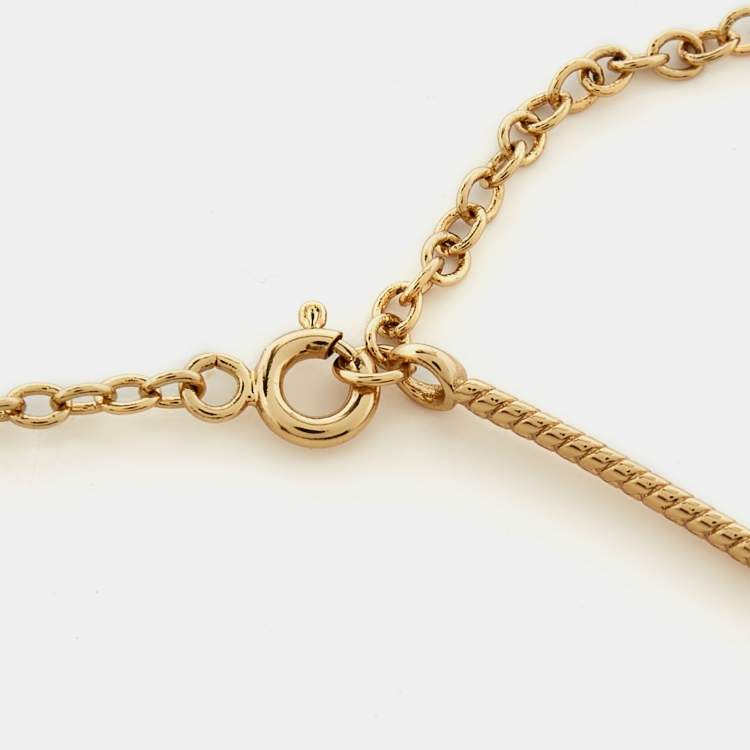 Pre Owned Fendi Gold Tone Baguette Choker Necklace
