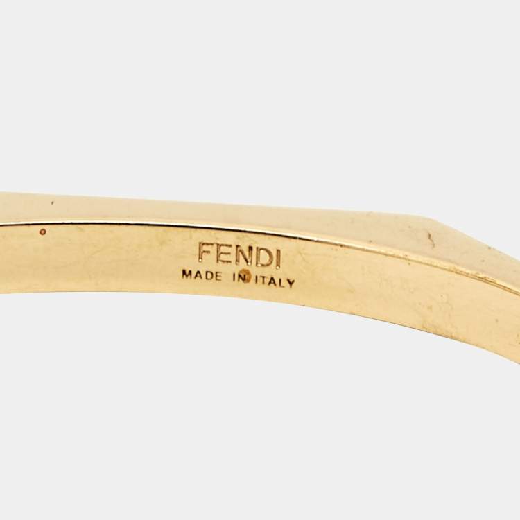Pre Owned Fendi Baguette Two Tone Open Cuff Bracelet M