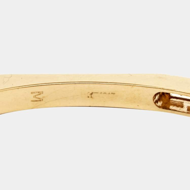 Pre Owned Fendi Baguette Two Tone Open Cuff Bracelet M
