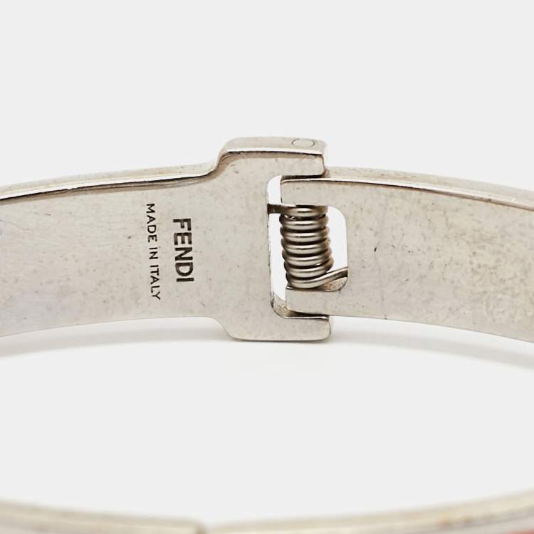 Pre Owned Fendi Fendista Enamel Silver Tone Bracelet M