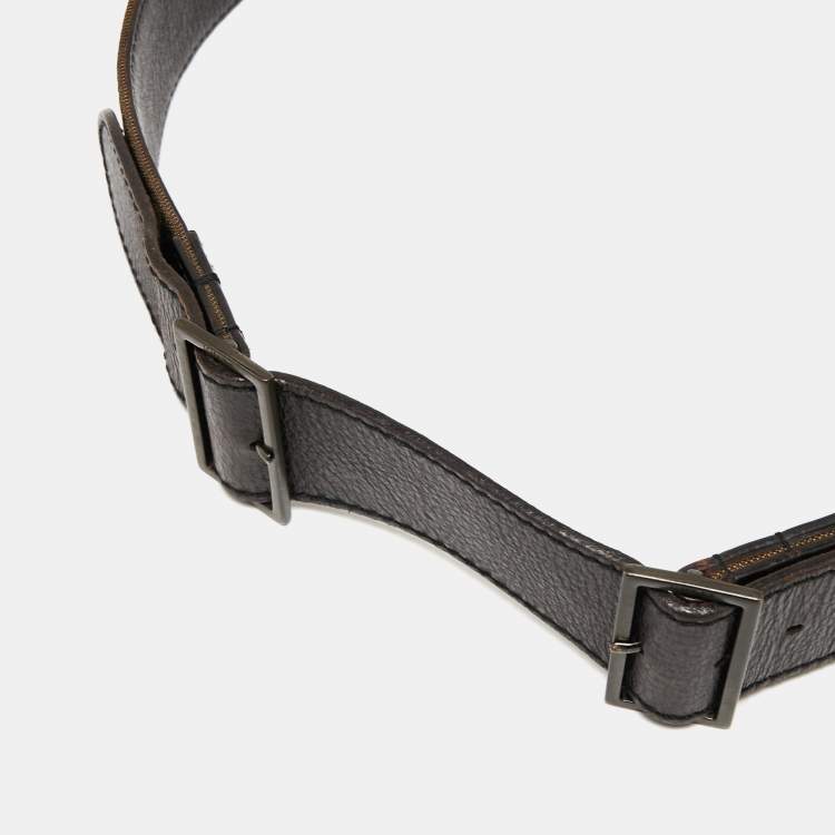 Pre Owned Fendi Tobacco Zucca Canvas and Leather Waist Belt 85 CM
