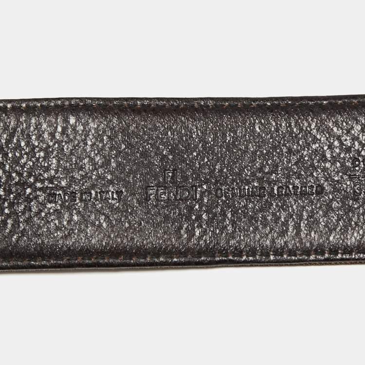 Pre Owned Fendi Tobacco Zucca Canvas and Leather Waist Belt 85 CM