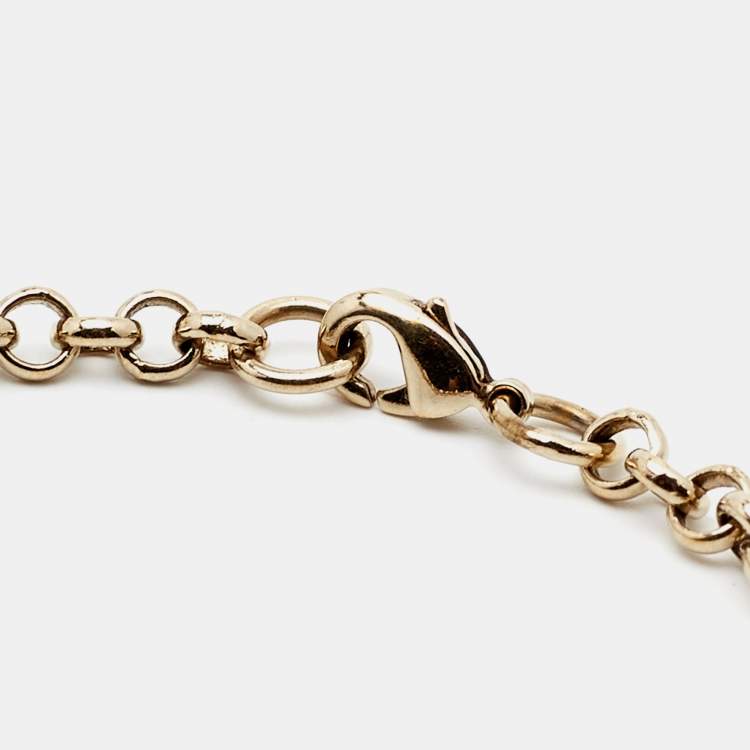 Pre Owned Fendi FF Identification Gold Tone  Charm Bracelet