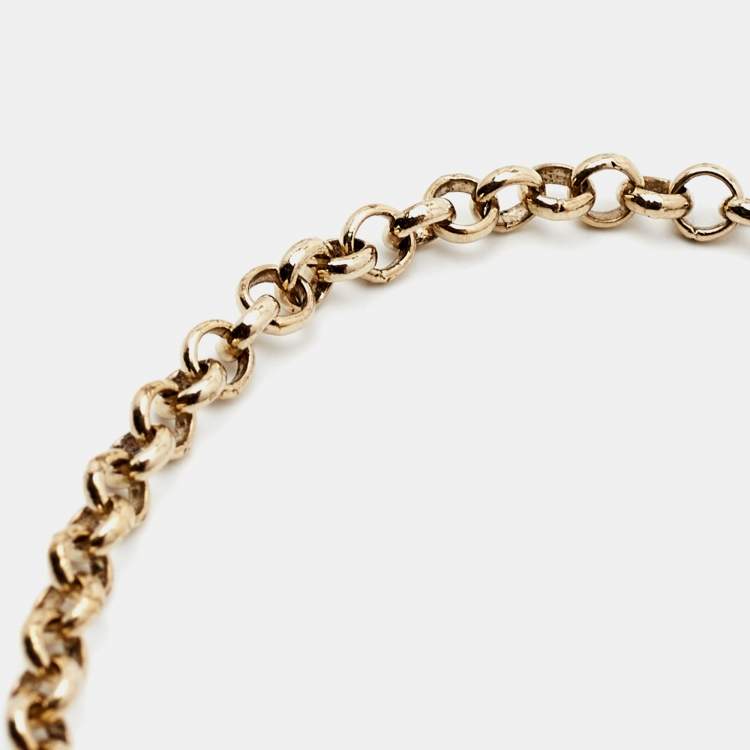 Pre Owned Fendi FF Identification Gold Tone  Charm Bracelet