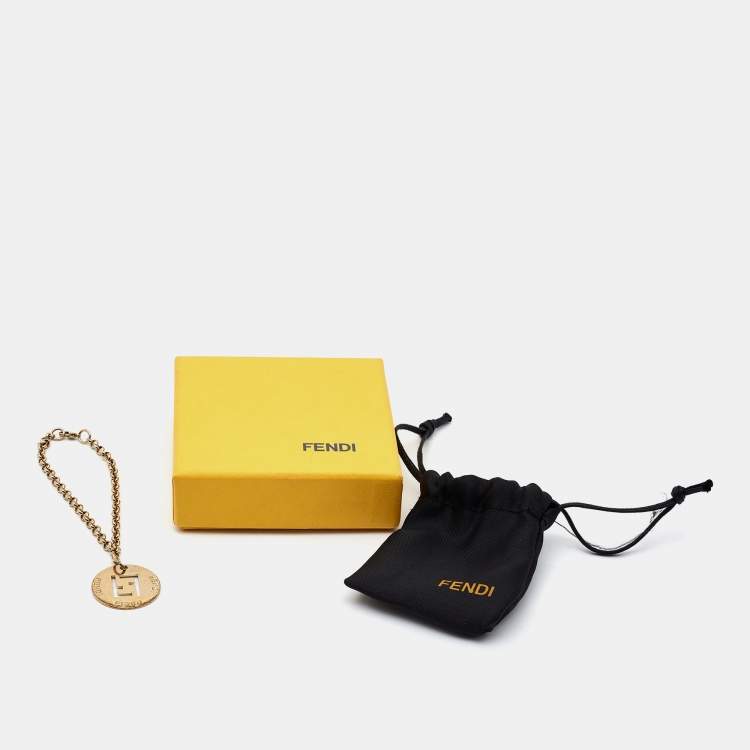 Pre Owned Fendi FF Identification Gold Tone  Charm Bracelet