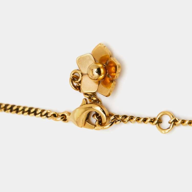 Pre Owned Fendi  Blossom Flower Two Tone Pedant Necklace 