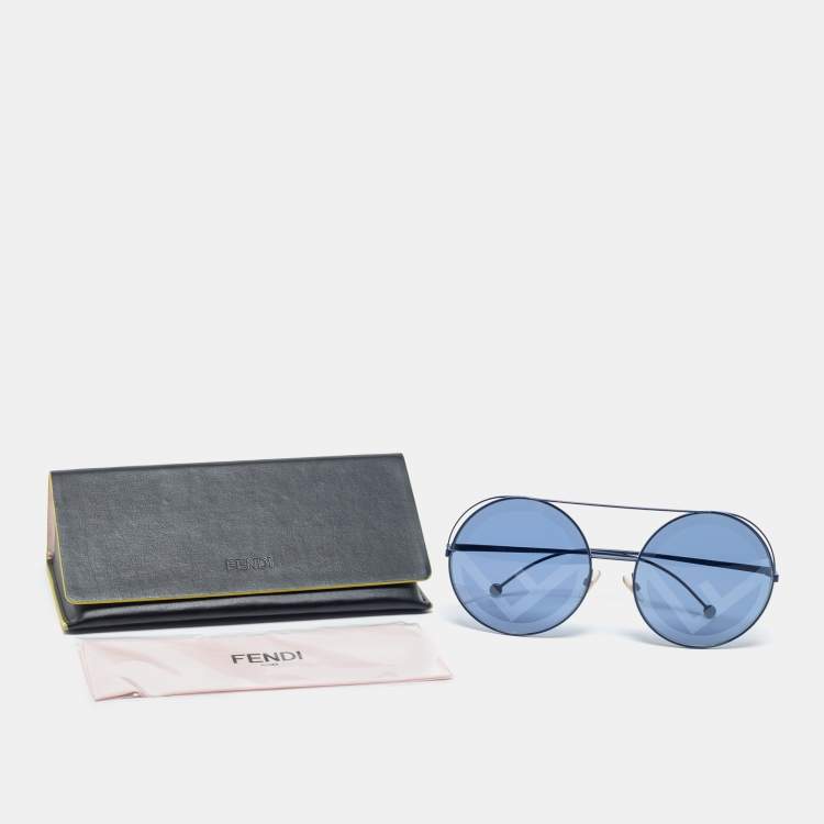 Pre Owned Fendi Blue FF 0285/S Gradient Round Sunglasses