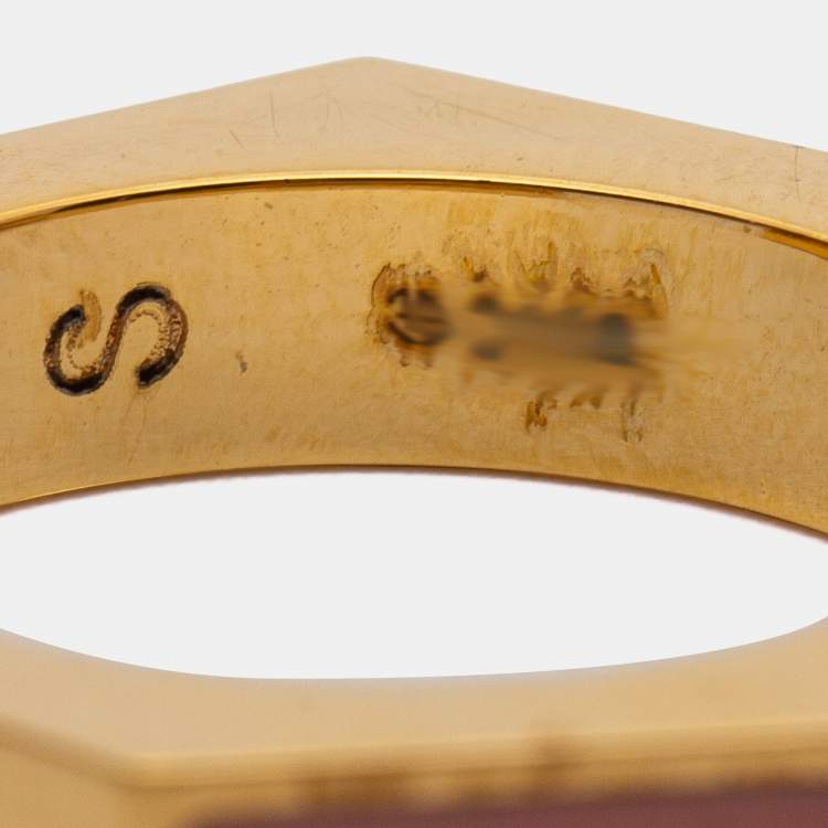 Pre Owned Fendi Pink Enamel Baguette Bracelet & Ring Set S