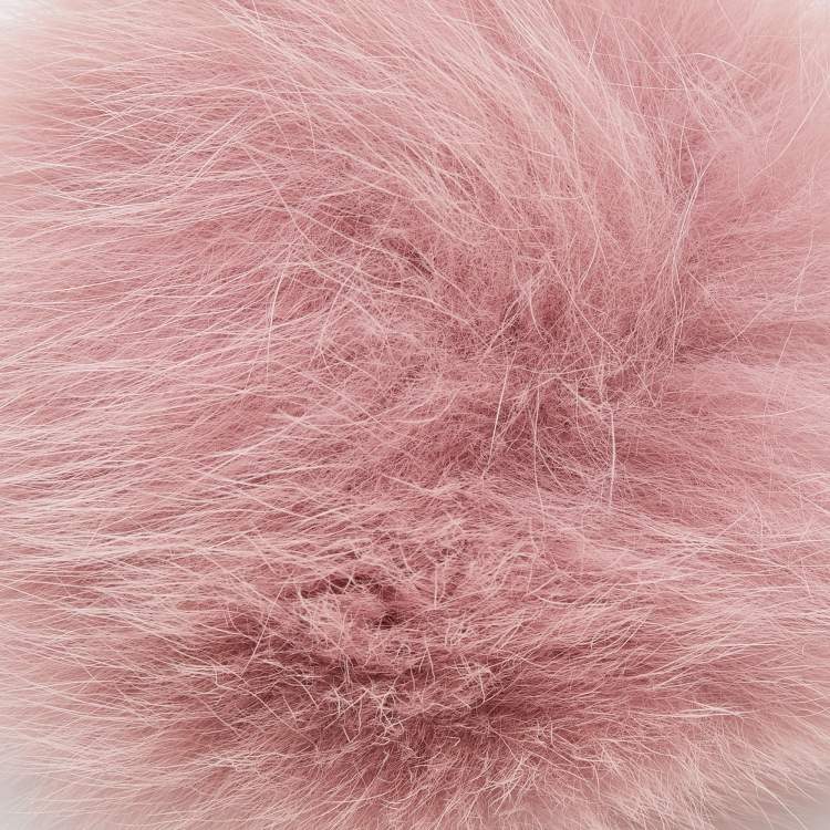 Pre Owned Fendi Dusty Pink Pom Pom Fur and Leather Bag Charm