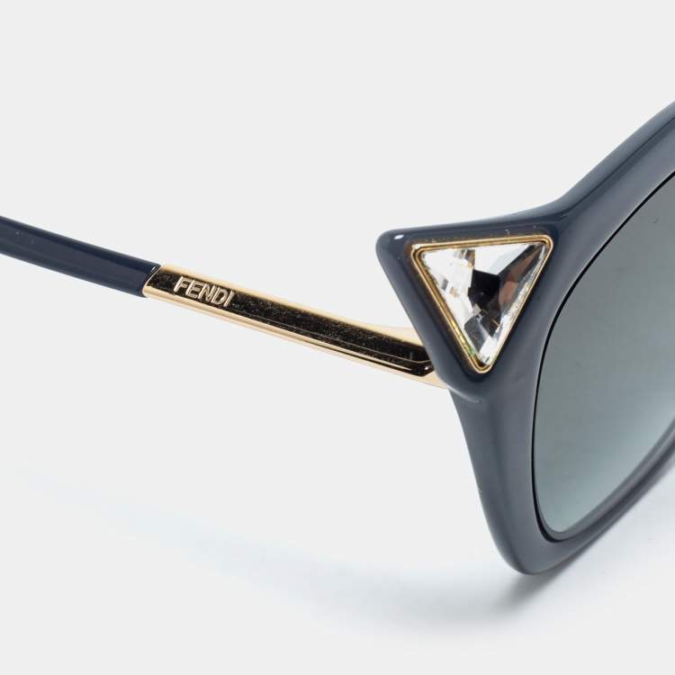 Pre Owned Fendi Grey / Green Gradient FF 0357/G/S Iridia Cat-Eye Sunglasses
