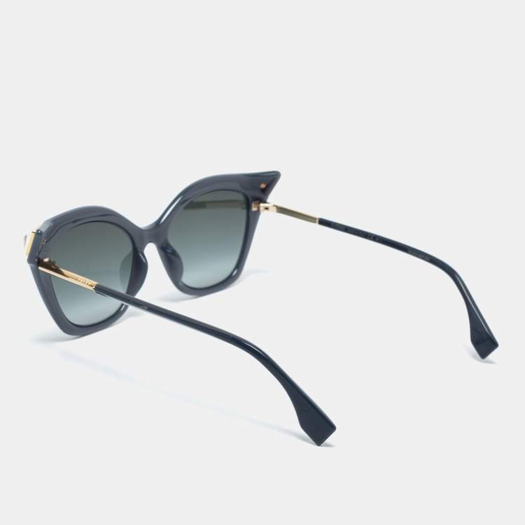 Pre Owned Fendi Grey / Green Gradient FF 0357/G/S Iridia Cat-Eye Sunglasses