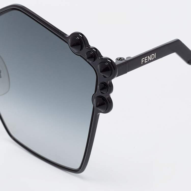 Pre Owned Fendi Black Tone/ Grey Gradient 0261/S Studded Sunglasses