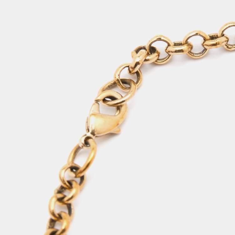 Pre Owned Fendi Gold Tone Identification Charm Bracelet