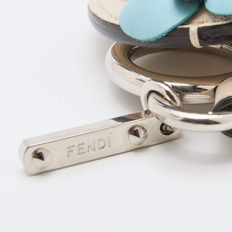 Pre Owned Fendi Multicolor Leather Flower Applique Mirror Bag Charm