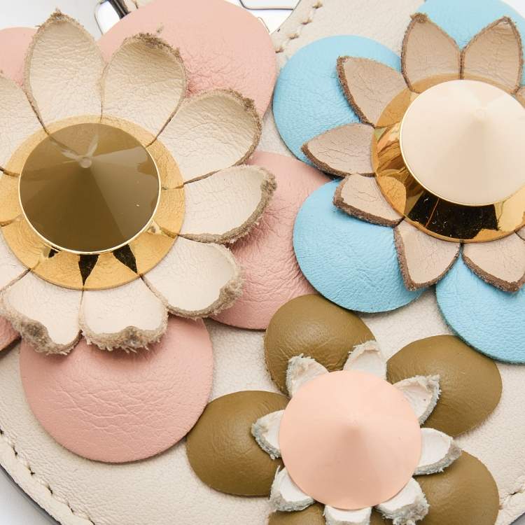Pre Owned Fendi Multicolor Leather Flower Applique Mirror Bag Charm