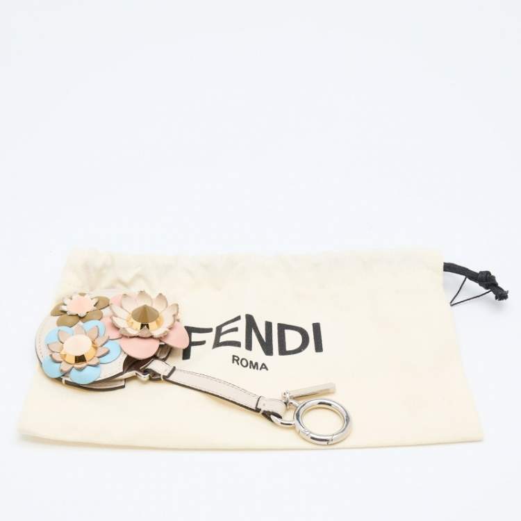 Pre Owned Fendi Multicolor Leather Flower Applique Mirror Bag Charm