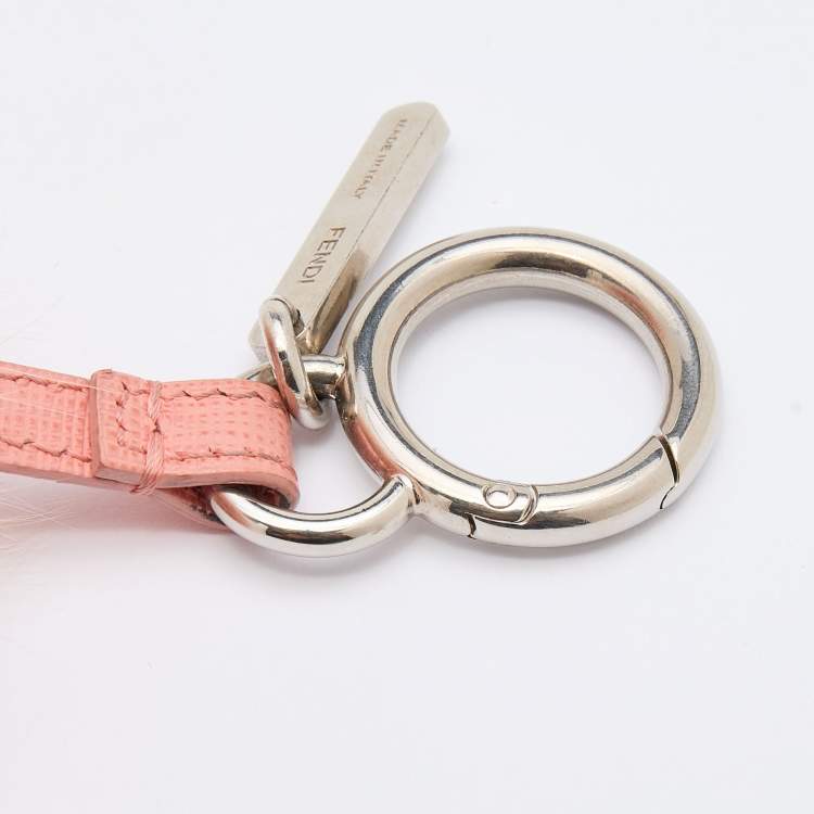 Pre Owned Fendi Pink Fox Fur Pom Pom Bag Charm