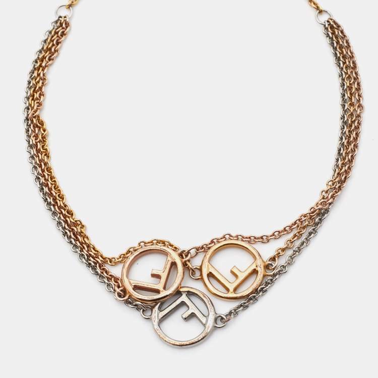 Pre Owned Fendi F is Fendi Three Tone Layered Bracelet