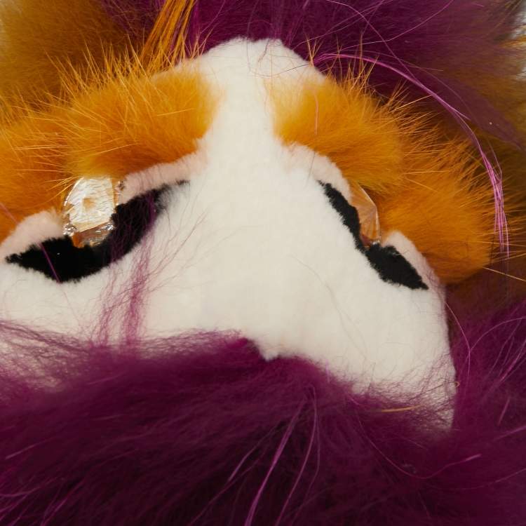 Pre Owned Fendi Multicolor Crystal Eyed Fur Monster Bag Charm