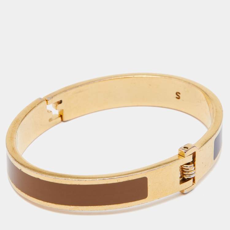 Pre Owned Fendi Fendista Two Tone Enamel Gold Tone Bracelet S