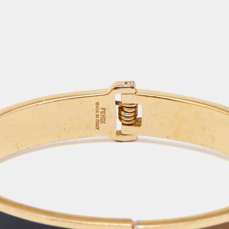 Pre Owned Fendi Fendista Two Tone Enamel Gold Tone Bracelet S