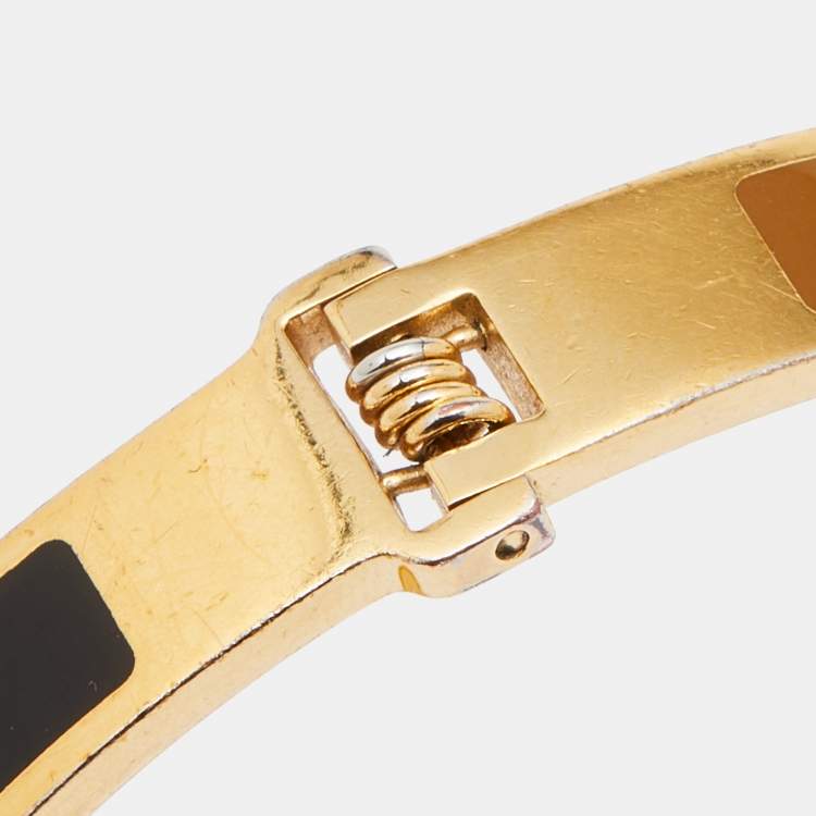 Pre Owned Fendi Fendista Two Tone Enamel Gold Tone Bracelet S