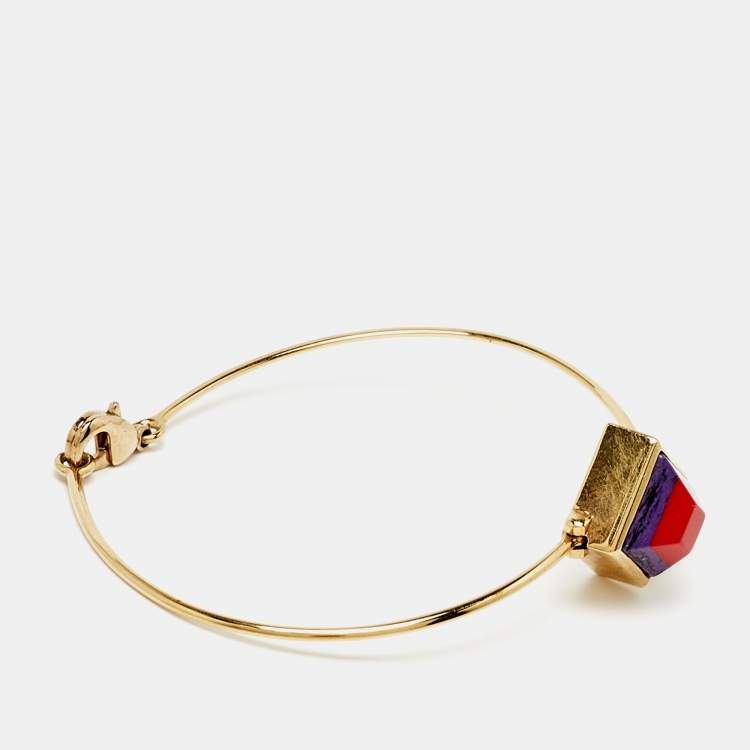 Pre Owned Fendi Resin Gold Tone Bracelet M