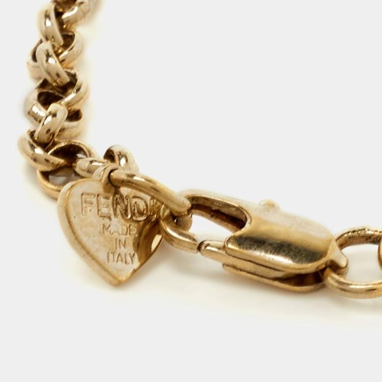 Pre Owned Fendi Identification Gold Tone Charm Bracelet