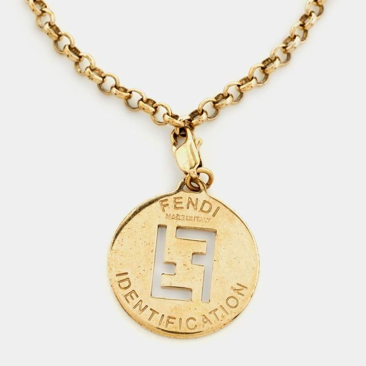 Pre Owned Fendi Identification Gold Tone Charm Bracelet