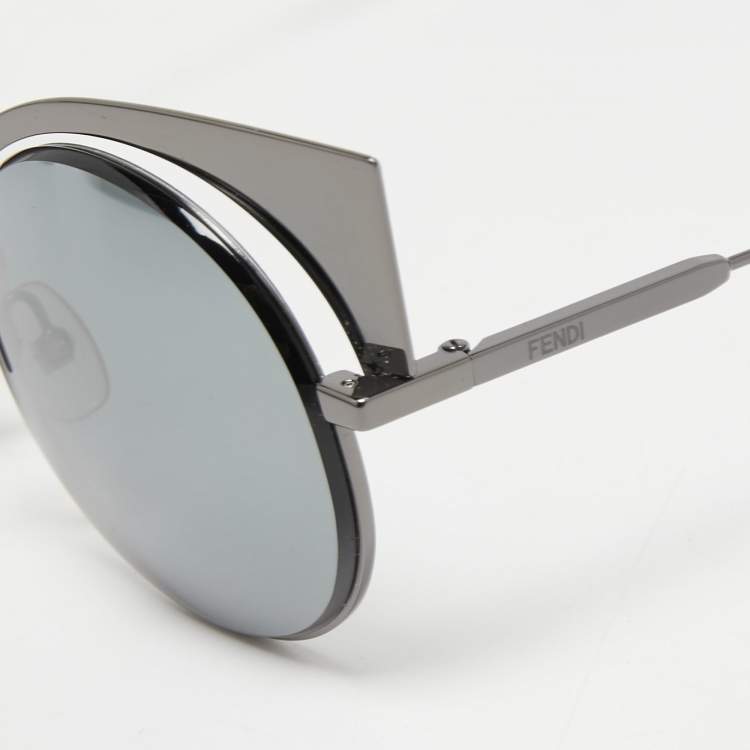 Pre Owned Fendi Black FF 0177/S Eyeshine Cat Eye Sunglasses
