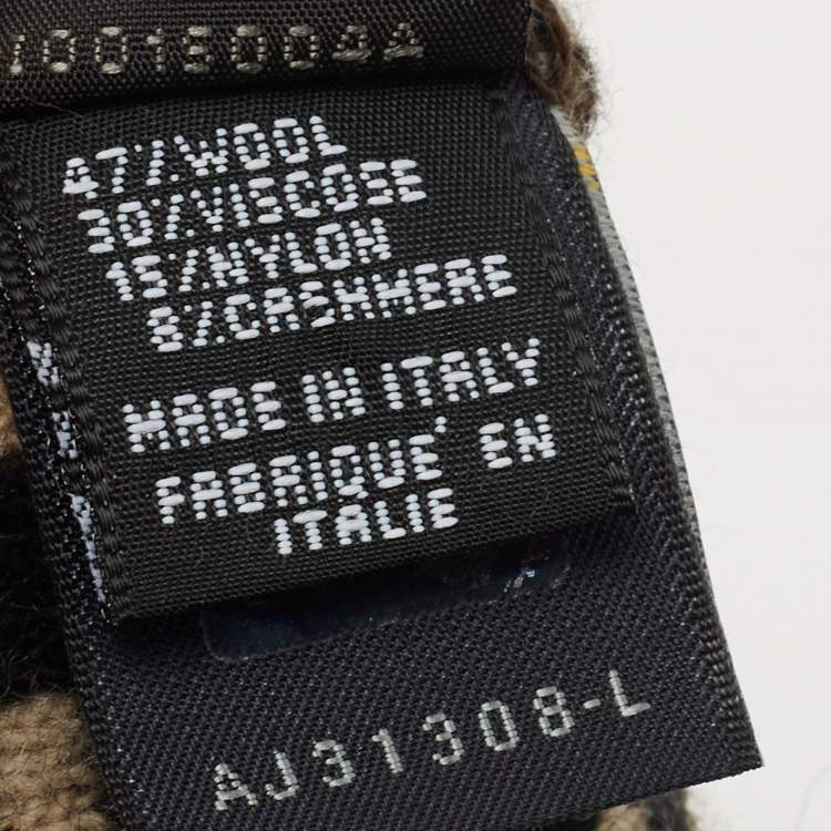 Pre Owned Fendi Brown Zucca FF Logo Wool Blend Beanie
