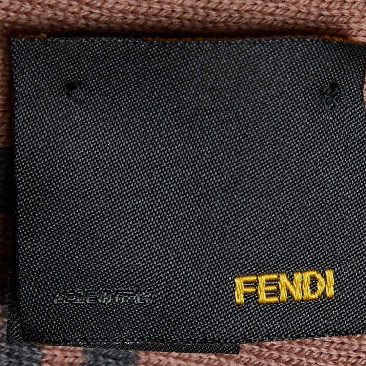 Pre Owned Fendi Pink & Grey Zucca Monogram Wool Stole