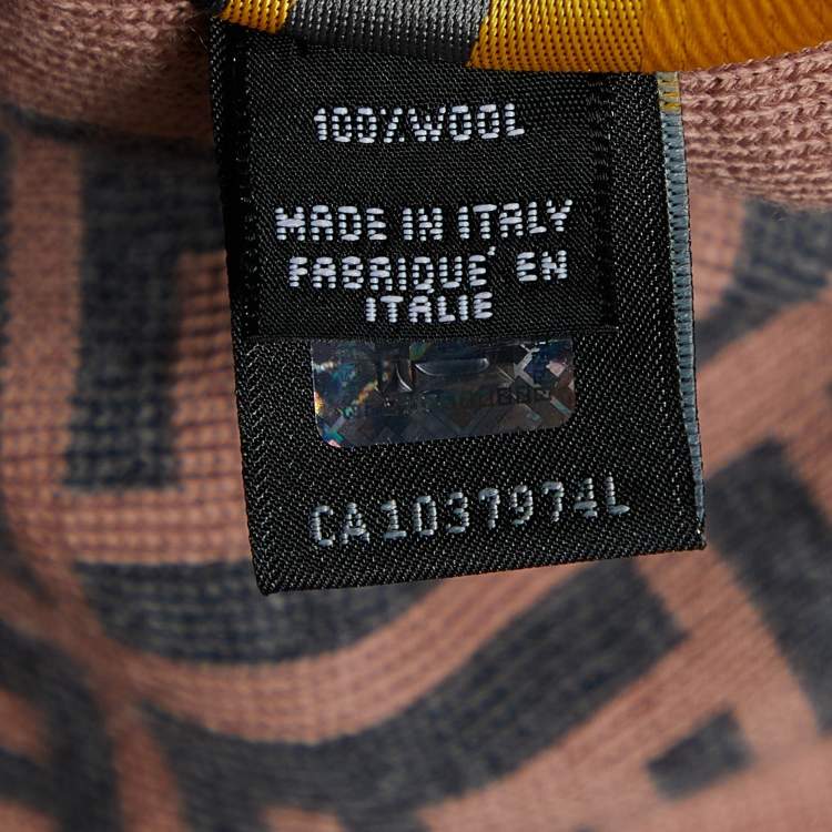 Pre Owned Fendi Pink & Grey Zucca Monogram Wool Stole