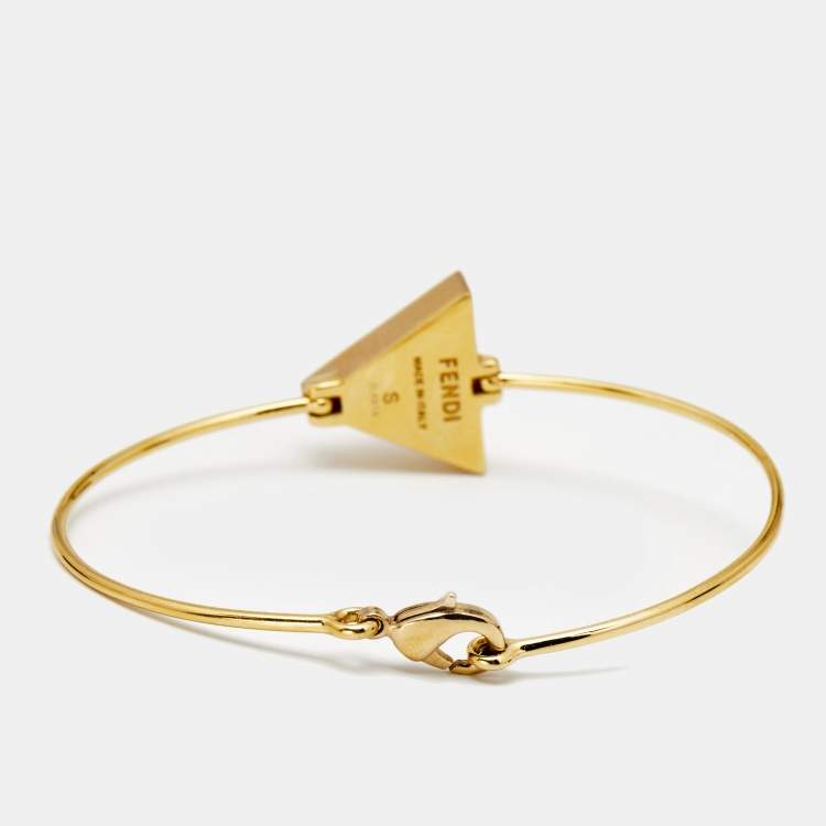 Pre Owned Fendi Pink/Orange Resin Rainbow Pyramid Gold Tone Bracelet S