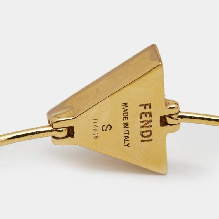 Pre Owned Fendi Pink/Orange Resin Rainbow Pyramid Gold Tone Bracelet S