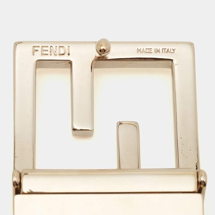 Pre Owned Fendi Beige/Brown Zucca Coated Canvas FF Logo Reversible Belt 90CM