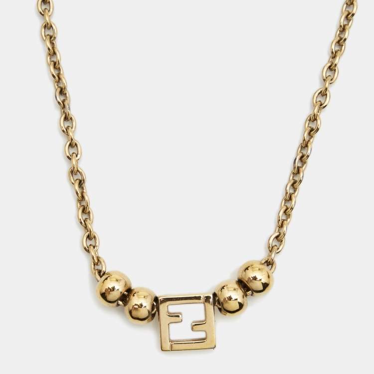 Pre Owned Fendi F is Fendi  Gold Tone Necklace