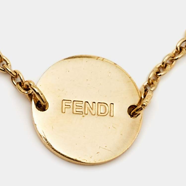 Pre Owned Fendi F is Fendi Crystal Gold Tone Bracelet