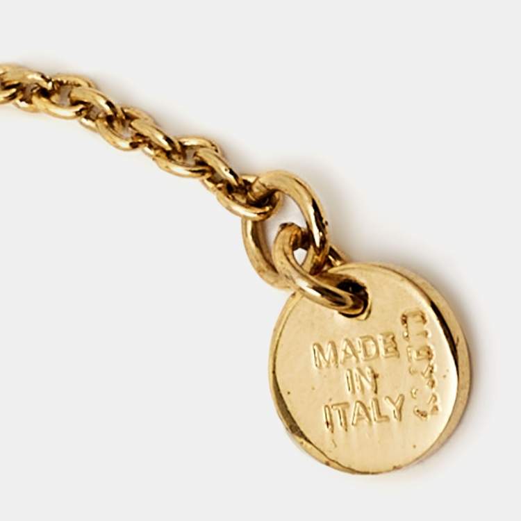 Pre Owned Fendi F is Fendi Crystal Gold Tone Bracelet