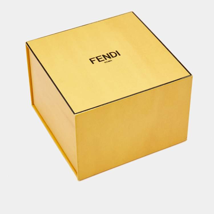 Pre Owned Fendi Black Leather F is Fendi Hinged Bracelet S