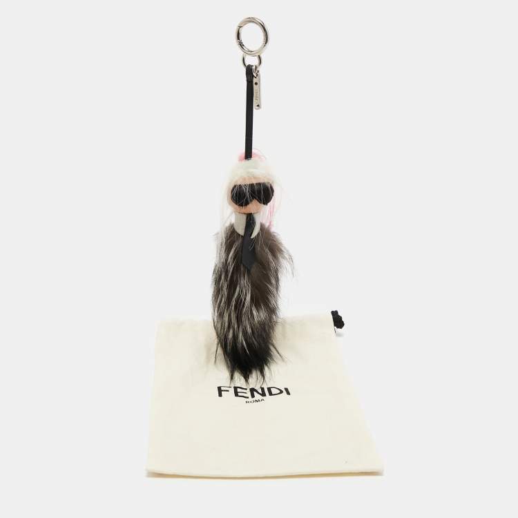 Pre Owned Fendi Multicolor Fur Karlito Key Ring / Bag Charm