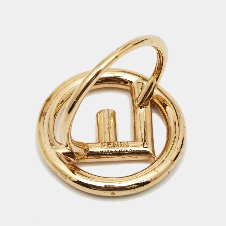 Pre Owned Fendi F Is Fendi Gold Tone Ring Size EU 59