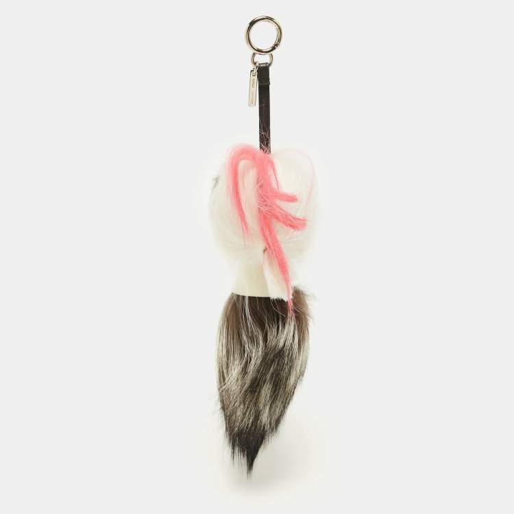 Pre Owned Fendi Multicolor Mink & Fox Fur Karlito Bag Charm