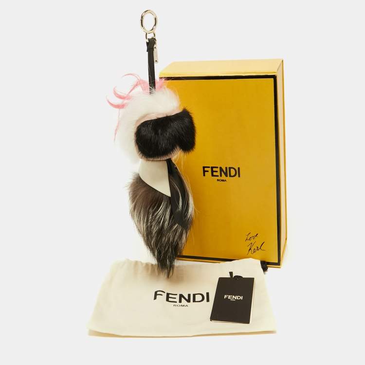 Pre Owned Fendi Multicolor Mink & Fox Fur Karlito Bag Charm