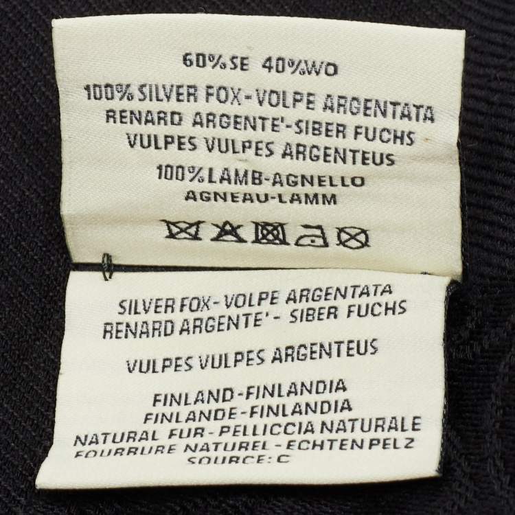 Pre Owned Fendi Black Applique Detail Karlito Silk & Wool Scarf